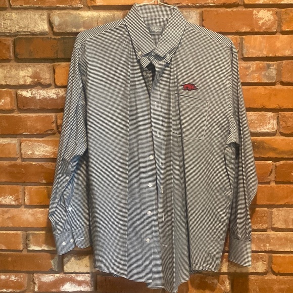 Southern collegiate razorbacks button down gingham - Picture 1 of 2